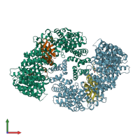 PDB entry 4c0o coloured by chain, front view.