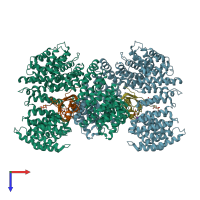 PDB entry 4c0o coloured by chain, top view.