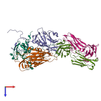 PDB entry 4c0u coloured by chain, top view.