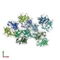 PDB entry 4c0z coloured by chain, front view.