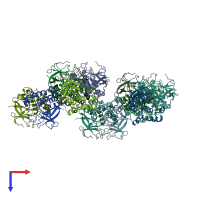 PDB entry 4c0z coloured by chain, top view.