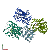 PDB entry 4c1i coloured by chain, front view.