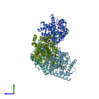 PDB entry 4c1i coloured by chain, side view.