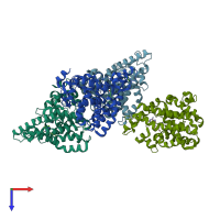 PDB entry 4c1i coloured by chain, top view.