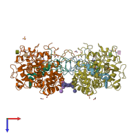 PDB entry 4c1m coloured by chain, top view.