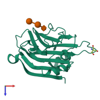 PDB entry 4c1w coloured by chain, top view.