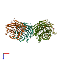 PDB entry 4c1y coloured by chain, top view.
