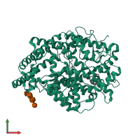 PDB entry 4c2q coloured by chain, front view.