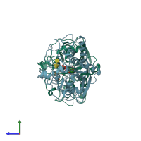 PDB entry 4c2s coloured by chain, side view.