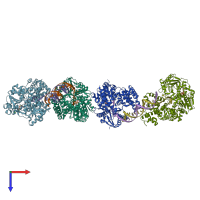 PDB entry 4c2t coloured by chain, top view.