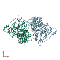 PDB entry 4c2y coloured by chain, front view.