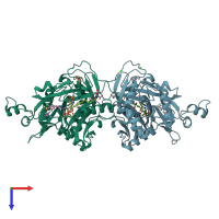 PDB entry 4c2z coloured by chain, top view.