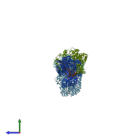 PDB entry 4c30 coloured by chain, side view.