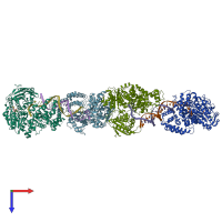 PDB entry 4c30 coloured by chain, top view.