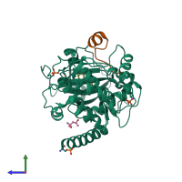PDB entry 4c35 coloured by chain, side view.