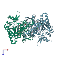 PDB entry 4c39 coloured by chain, top view.