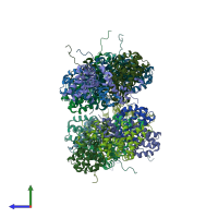 PDB entry 4c3b coloured by chain, side view.