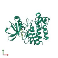 Monomeric assembly 1 of PDB entry 4c3f coloured by chemically distinct molecules, front view.