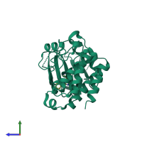 PDB entry 4c3f coloured by chain, side view.