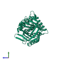 PDB entry 4c41 coloured by chain, side view.