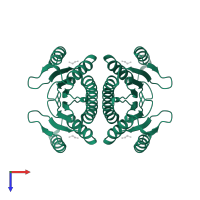Pterin-4-alpha-carbinolamine dehydratase 2 in PDB entry 4c45, assembly 1, top view.