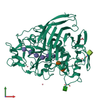 PDB entry 4c4d coloured by chain, front view.