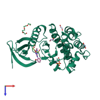 PDB entry 4c4f coloured by chain, top view.
