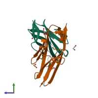 PDB entry 4c4k coloured by chain, side view.