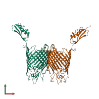 PDB entry 4c4v coloured by chain, front view.