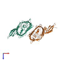 PDB entry 4c4v coloured by chain, top view.