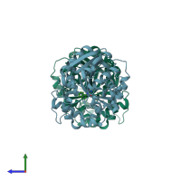 PDB entry 4c4z coloured by chain, side view.