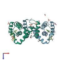 PDB entry 4c52 coloured by chain, top view.