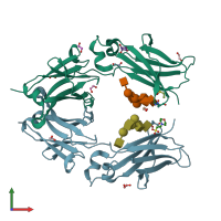 PDB entry 4c54 coloured by chain, front view.