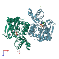 PDB entry 4c5c coloured by chain, top view.