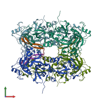 PDB entry 4c5e coloured by chain, front view.