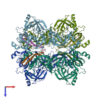 PDB entry 4c5e coloured by chain, top view.