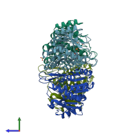 PDB entry 4c5l coloured by chain, side view.