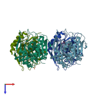 PDB entry 4c5l coloured by chain, top view.