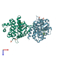 PDB entry 4c61 coloured by chain, top view.