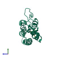 PDB entry 4c66 coloured by chain, side view.