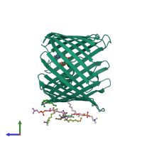 PDB entry 4c69 coloured by chain, side view.