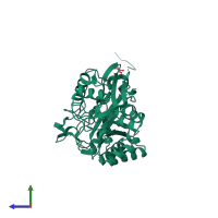 PDB entry 4c6b coloured by chain, side view.