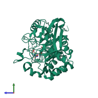 PDB entry 4c6d coloured by chain, side view.