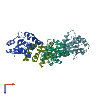 PDB entry 4c6r coloured by chain, top view.