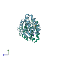 PDB entry 4c7a coloured by chain, side view.