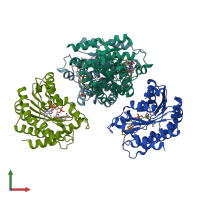 PDB entry 4c7k coloured by chain, front view.