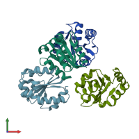 PDB entry 4c7m coloured by chain, front view.