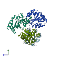 PDB entry 4c7m coloured by chain, side view.