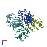 PDB entry 4c7m coloured by chain, top view.