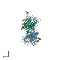 PDB entry 4c7w coloured by chain, side view.